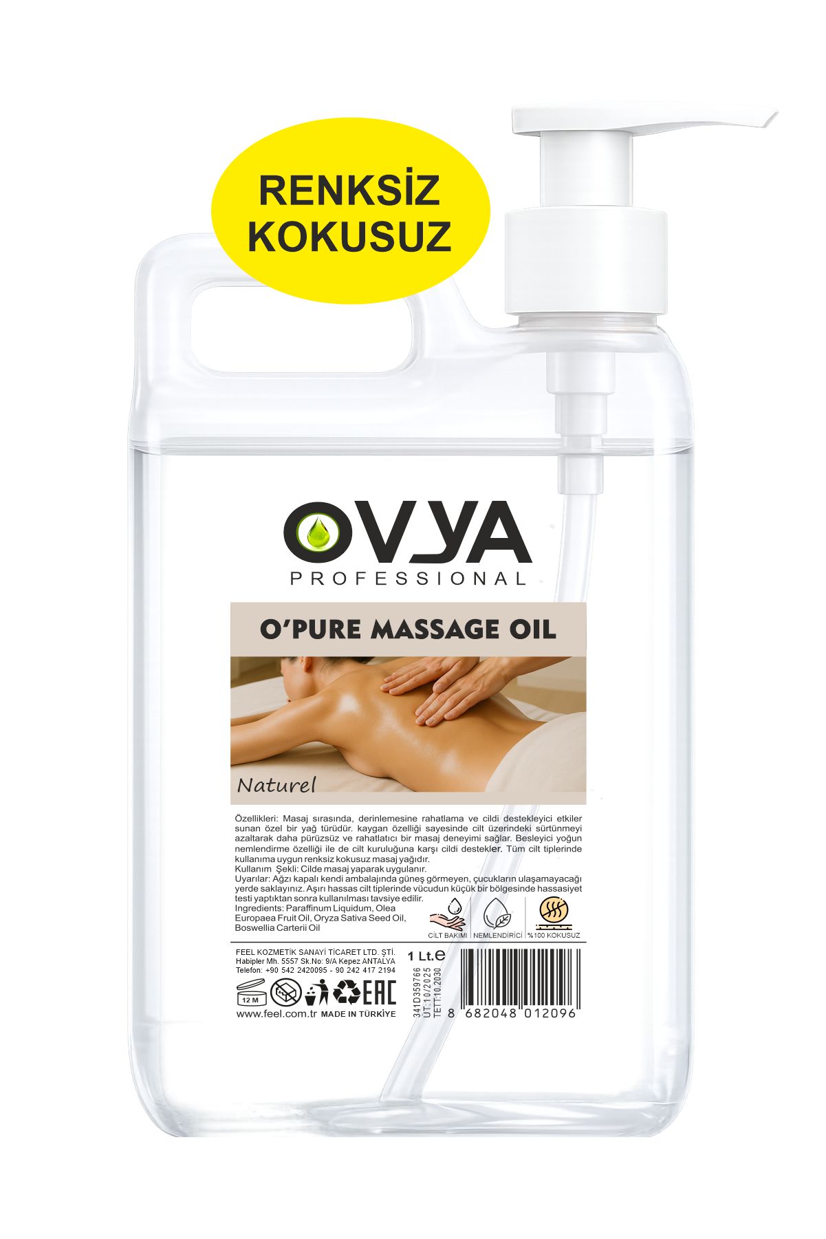 Ovya Profesyonel Kokusuz Naturel Spa Masaj Yağı 1Lt.