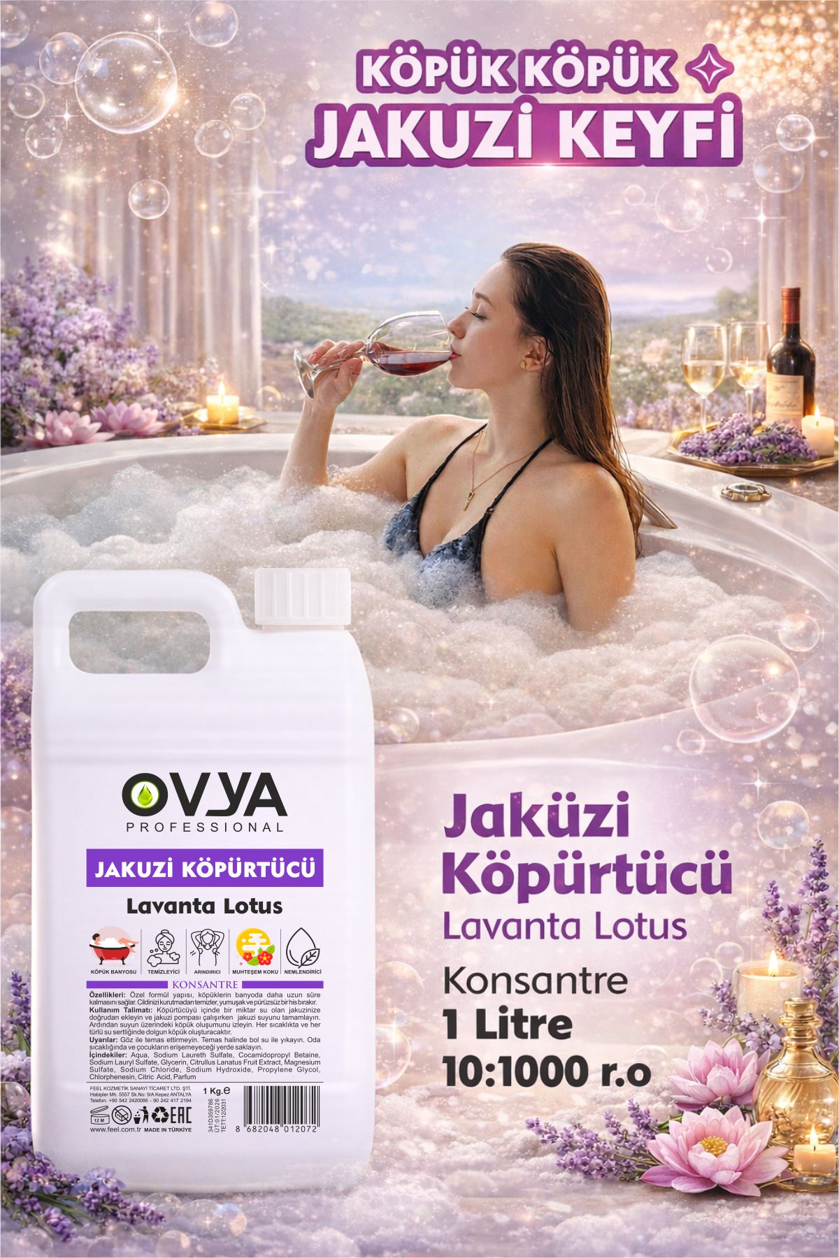 Ovya Konsantre Jakuzi Köpürtücü Banyo Köpüğü | Lavanta Lotus