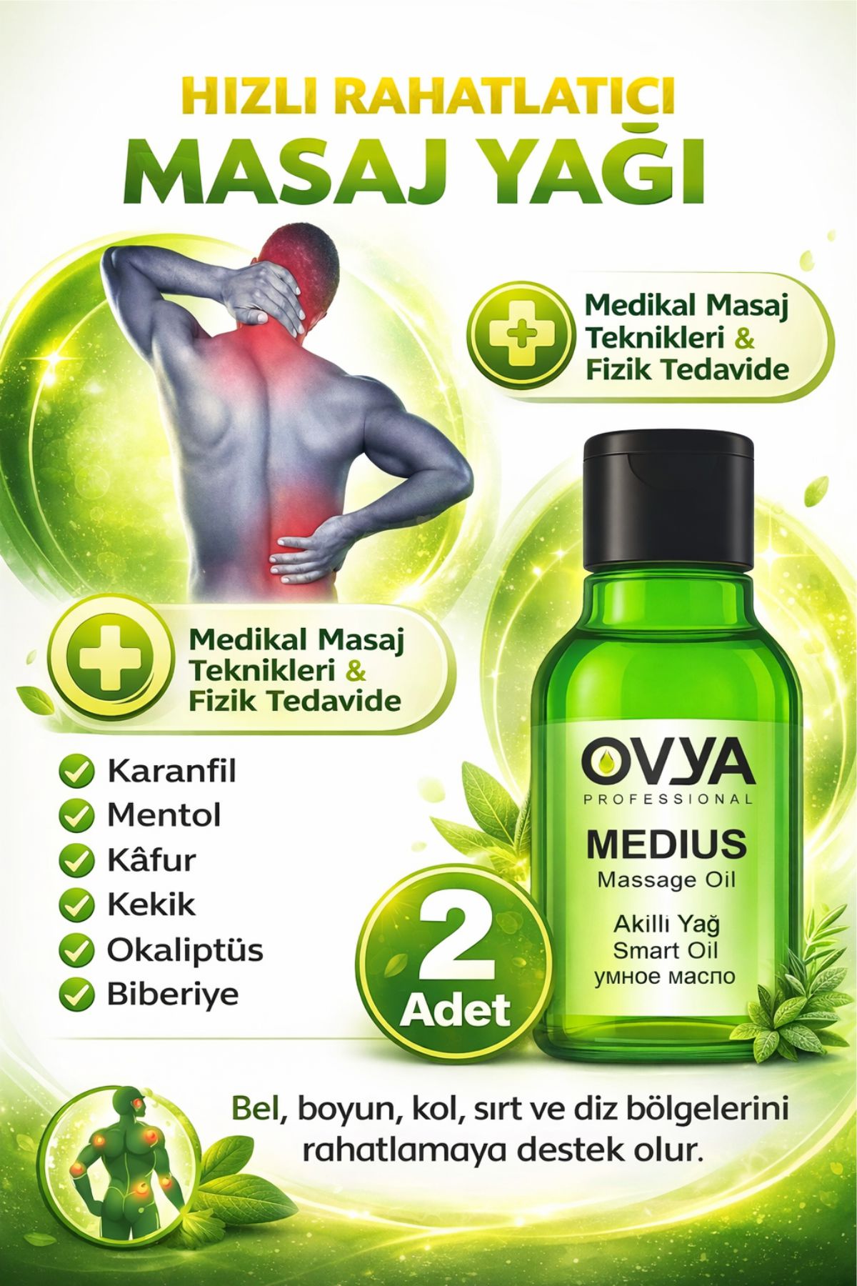 Ovya Medius Eklem & Kas Destek Akıllı Masaj Yağı – 100 ml