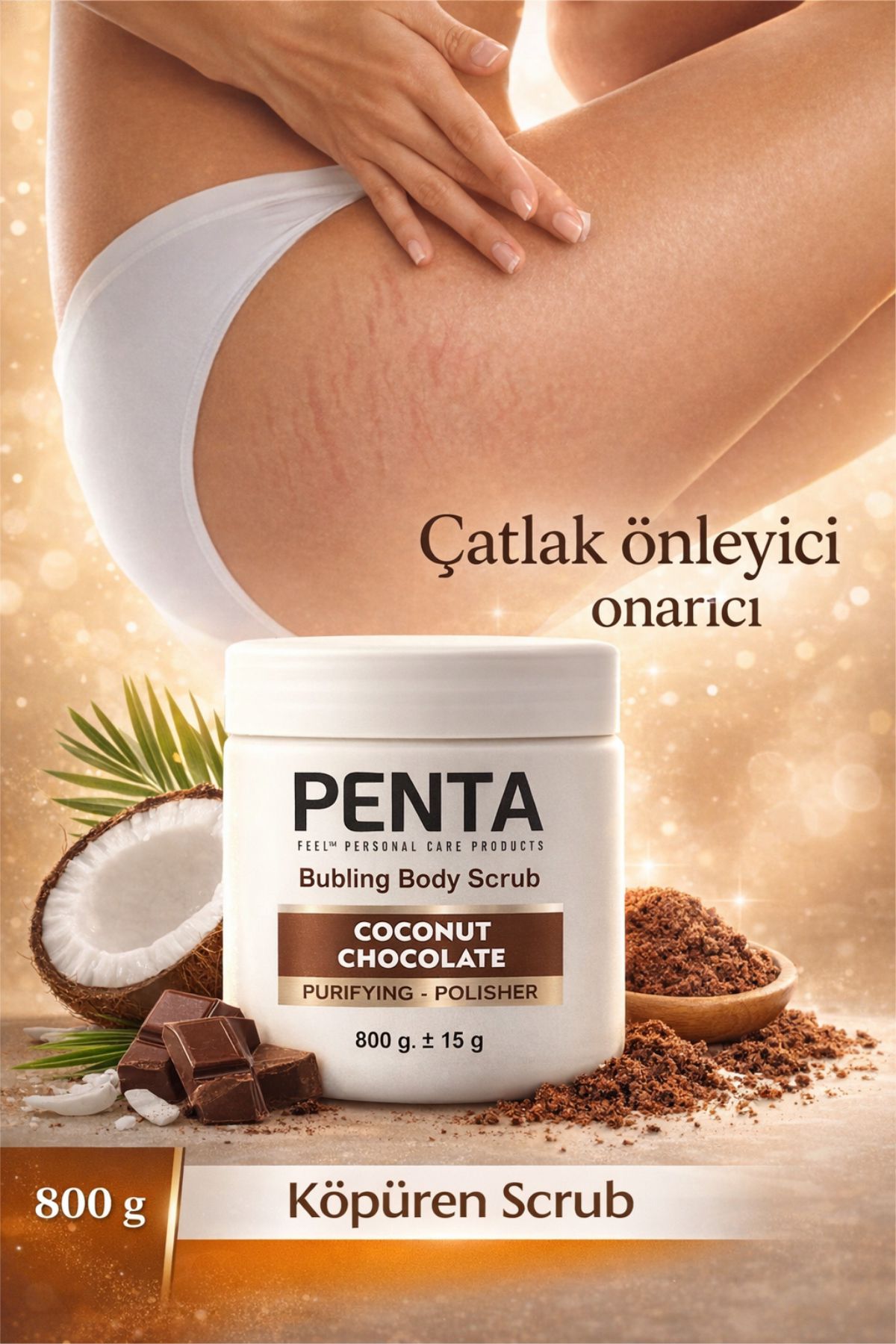 Penta Scrub Coconut Chocolate Çatlak Önleyici & Onarıcı Köpüren Scrub 800g