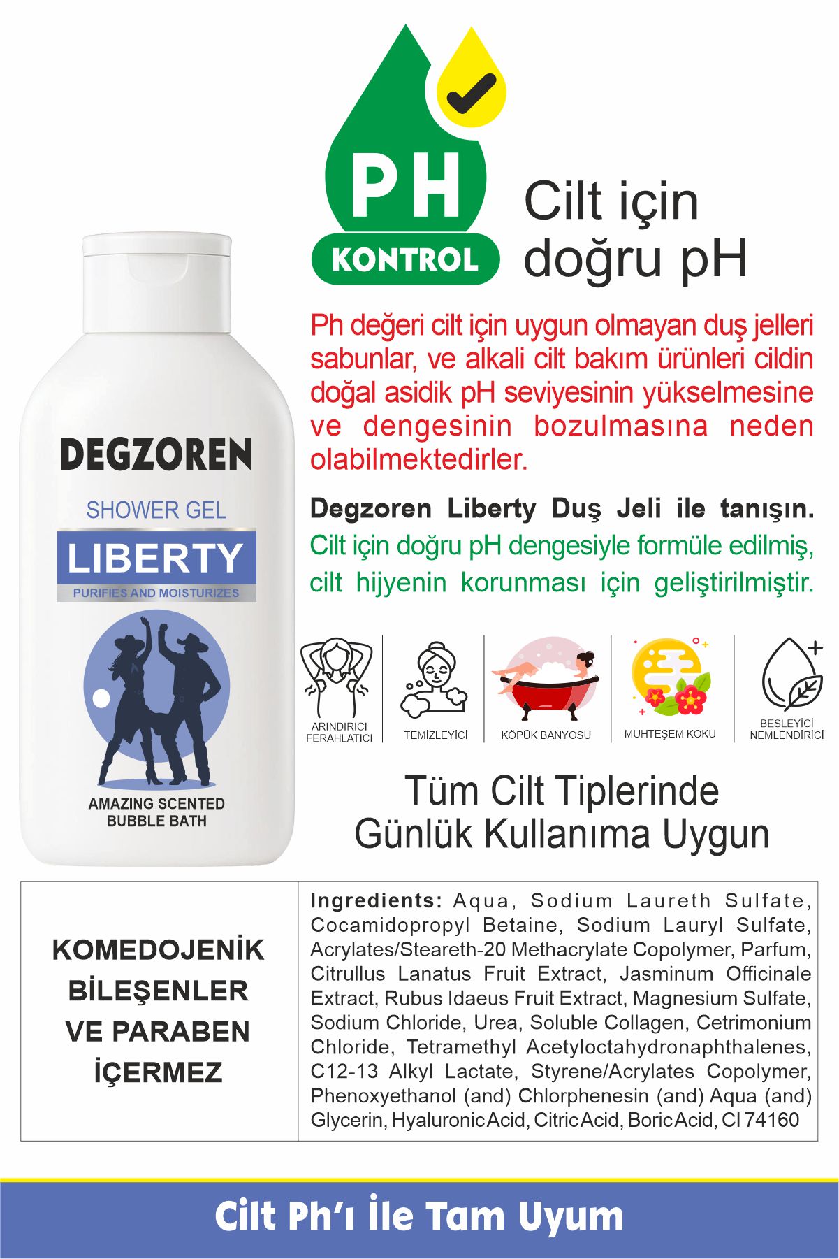 DEGZOREN Liberty Duş Jeli Banyo Köpüğü 3 Kata Kadar Daha Güçlü 400ml 2