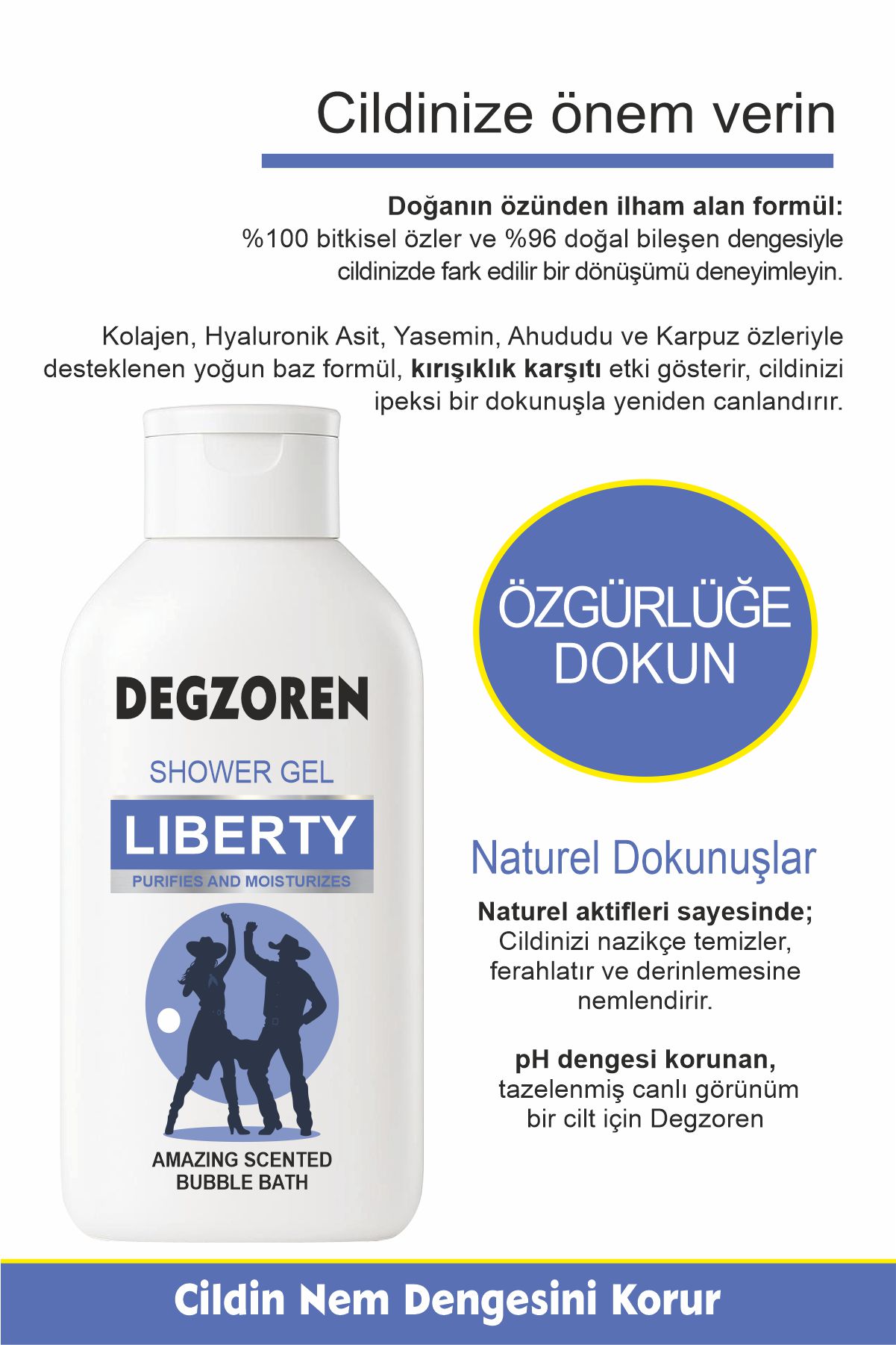 DEGZOREN Liberty Duş Jeli Banyo Köpüğü 3 Kata Kadar Daha Güçlü 400ml 3