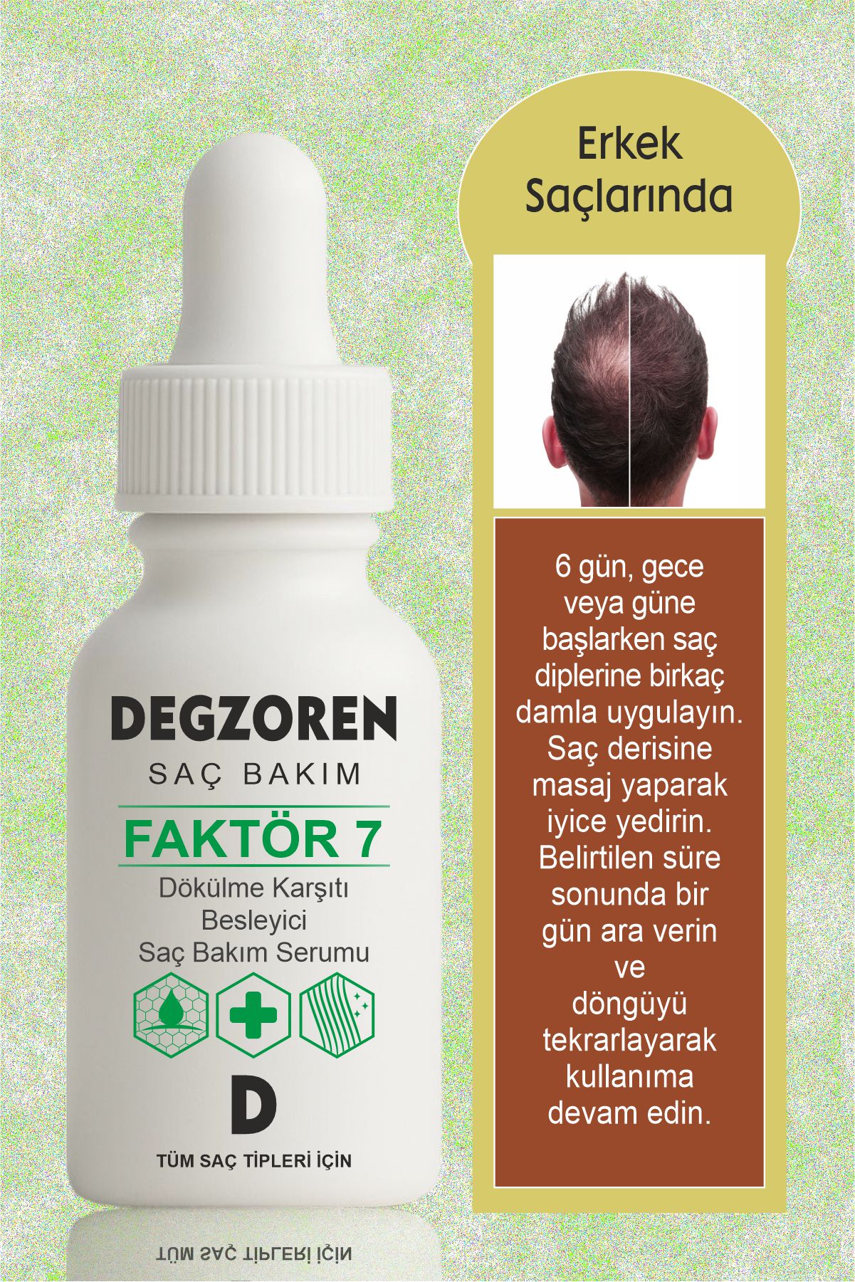 Degzoren Uyuyan Saç Köklerinin Yeniden Uzamasını Destekleyen Dökülme Karşıtı Besleyici Onarıcı Serum 100ml - Görsel 3