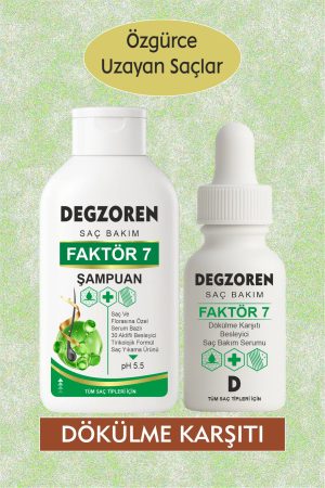 DEGZOREN Dökülme Karşıtı Besleyici, Gelişimi Durmuş Kök Uzatıcı Saç Bakım Seti (100ml Serum - 400ml Şampuan)