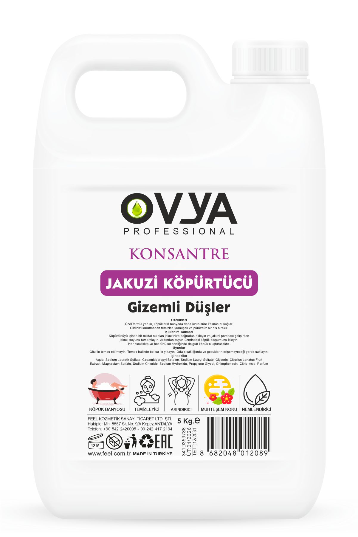 Ovya Konsantre Jakuzi Köpürtücü Banyo Köpüğü | Gizemli Düşler 5Lt.