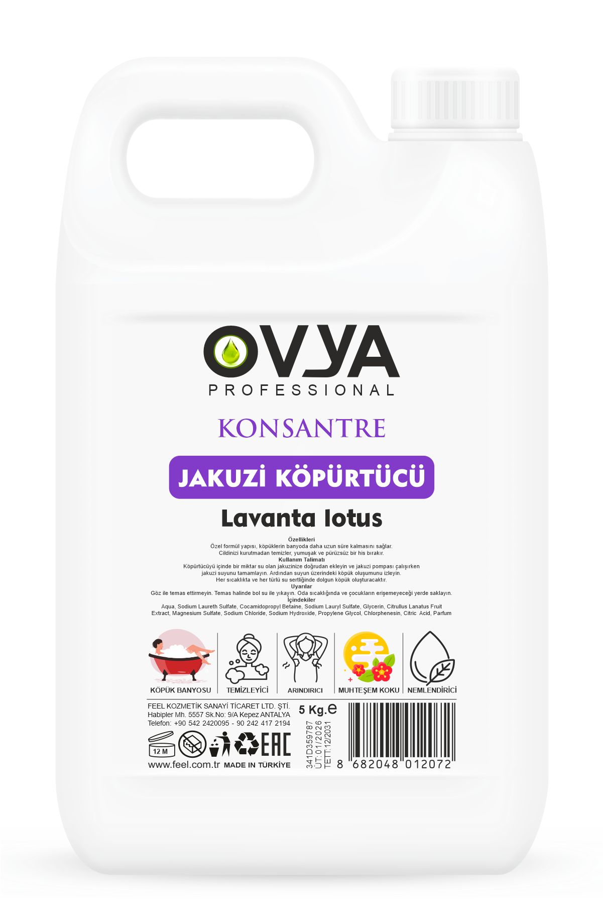 Ovya Konsantre Jakuzi Köpürtücü Banyo Köpüğü | Lavanta Lotus 5Lt.