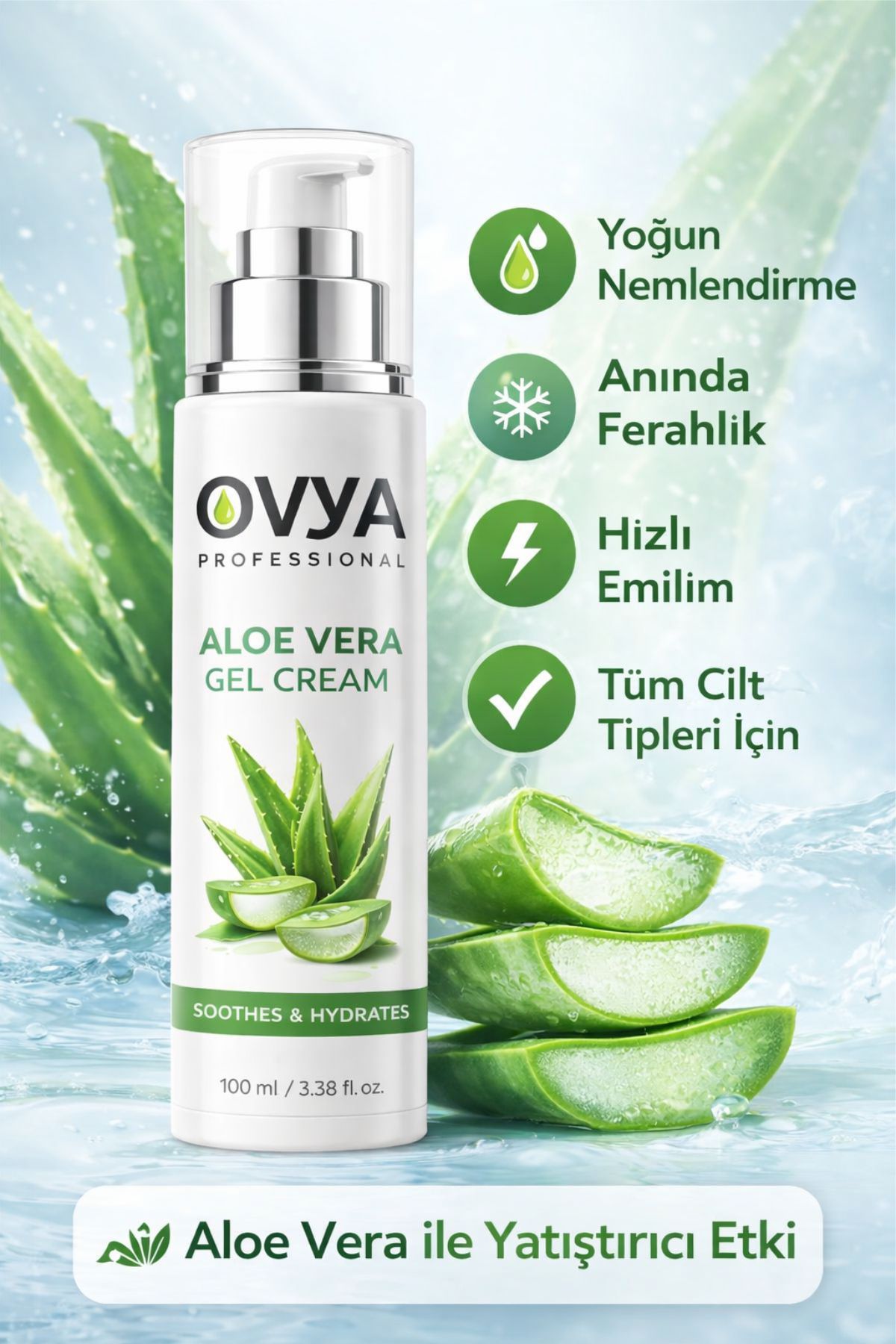 Ovya Professional Aloe Vera Jel Krem 100 ml | Yoğun Nemlendirici & Yatıştırıcı Bakım - Görsel 2