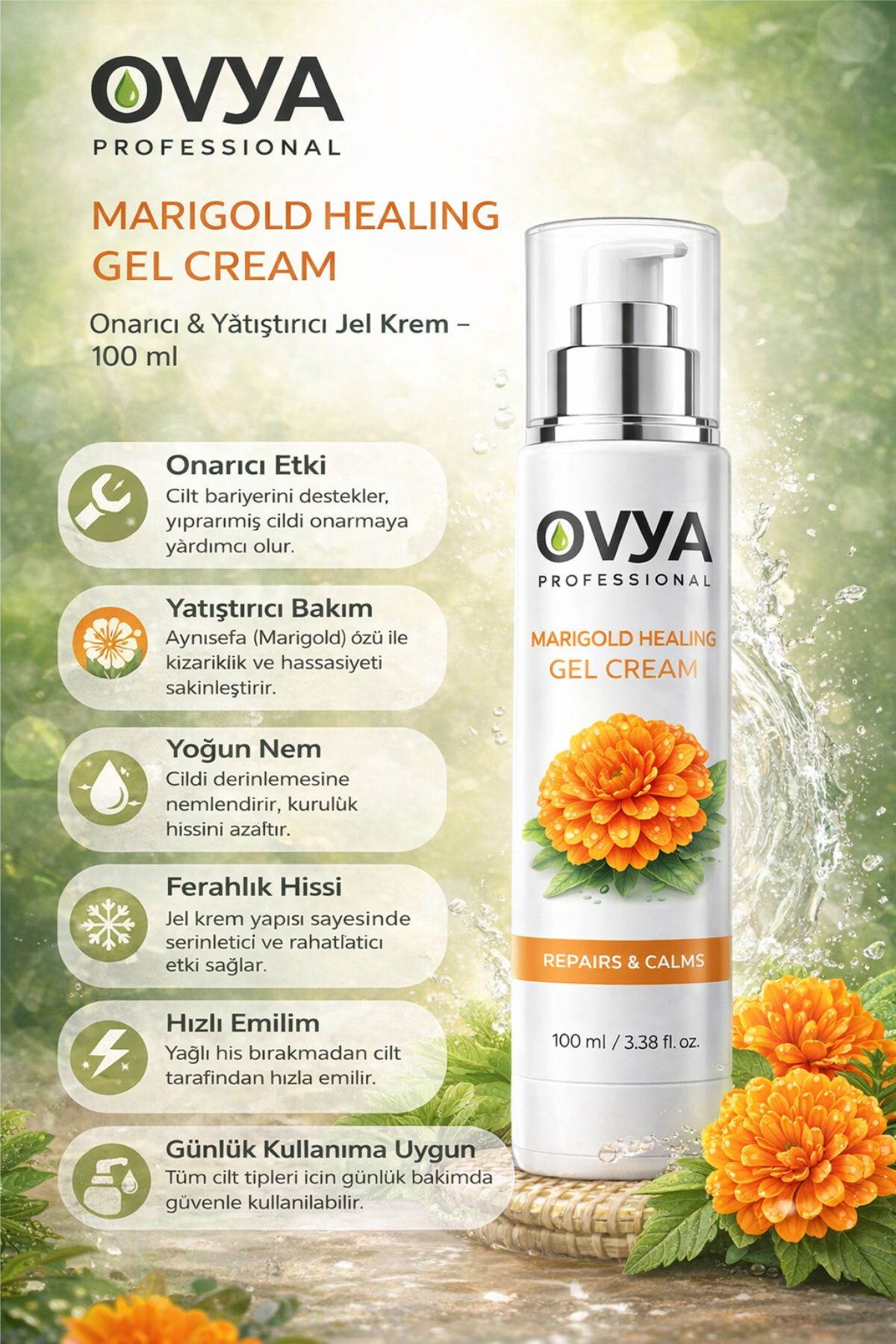 OVYA Marigold Healing Gel Cream 100 ml | Onarıcı & Yatıştırıcı Jel Krem - Görsel 2