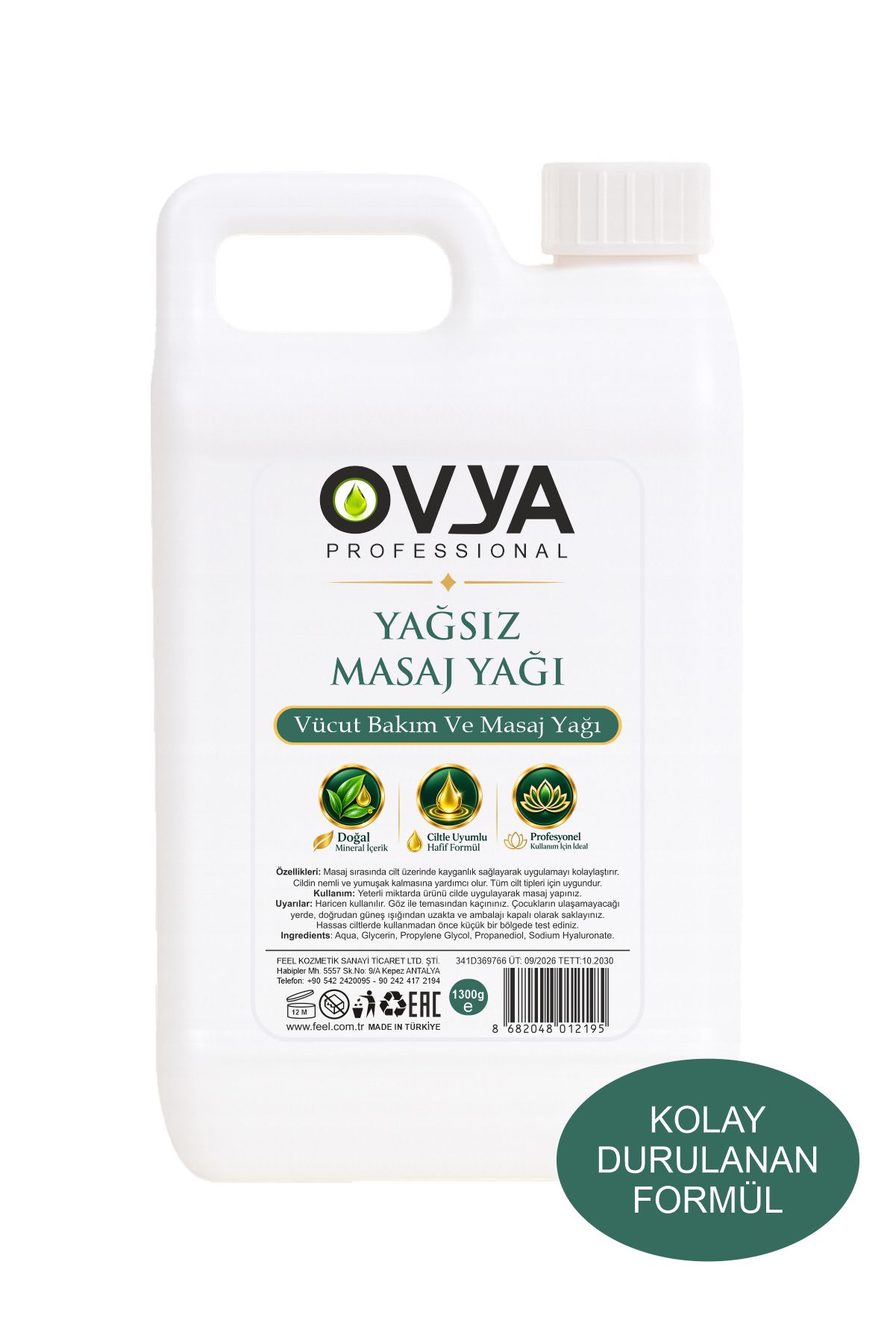 OVYA Yağsız Masaj Yağı Kolay Durulanan Formül 1300g.